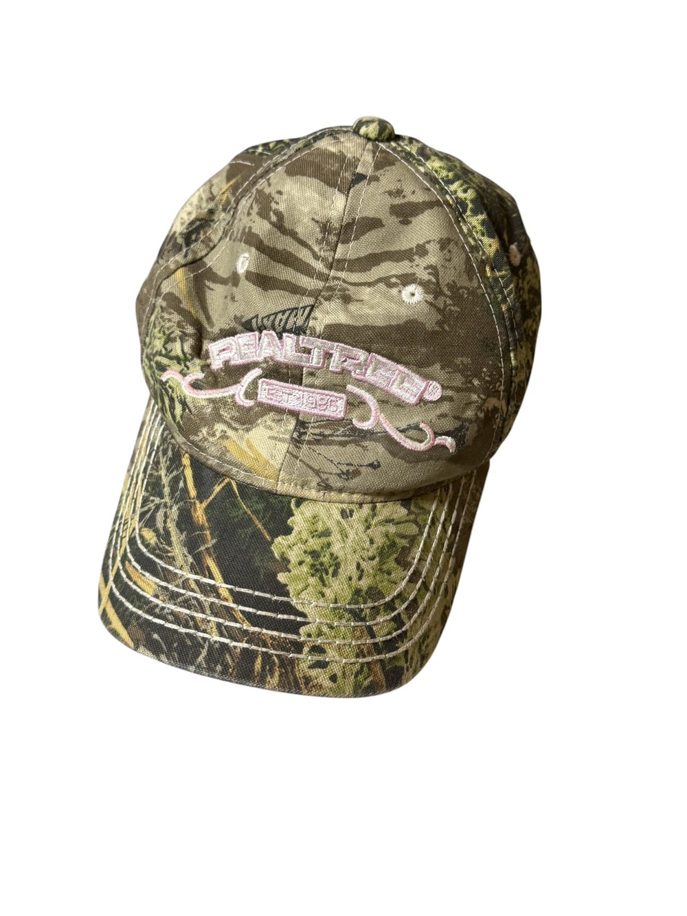 Realtree Womens Camo Hat Pink Embroidered Logo Strapback Hunting Cap Adjustable